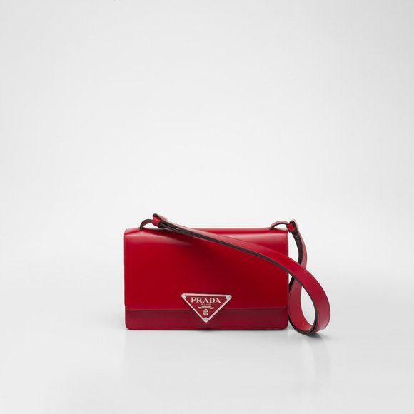 Prada Triangle Logo Spazzolato Leather Shoulder Bag - Picture 1 of 9